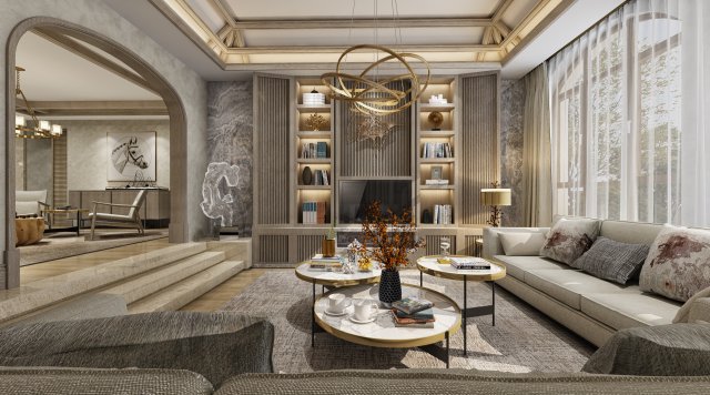 modern living room 3D Model .c4d .max .obj .3ds .fbx .stl .blend
