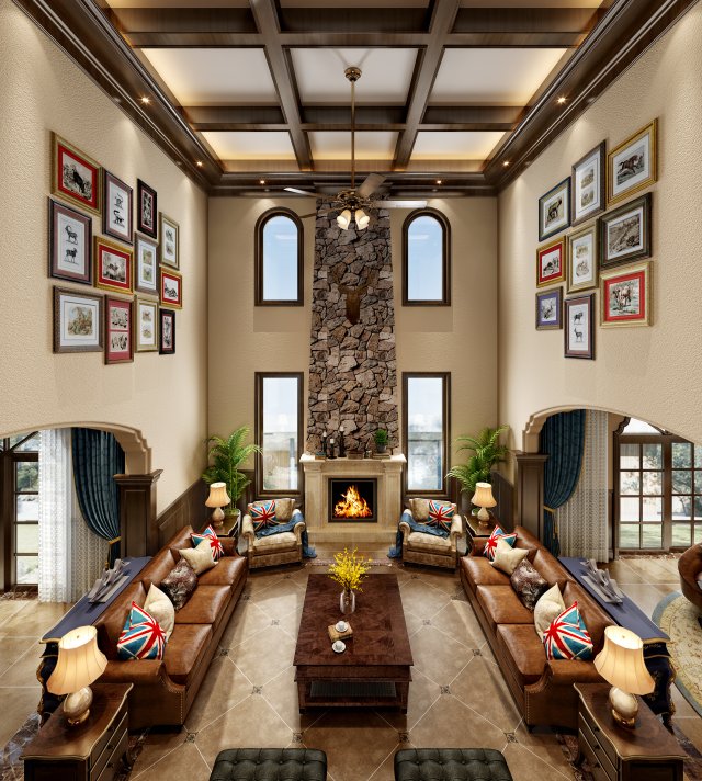 modern living room 3D Модель .c4d .max .obj .3ds .fbx .stl .blend 