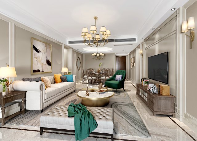 modern living room 3D Model .c4d .max .obj .3ds .fbx .stl .blend 