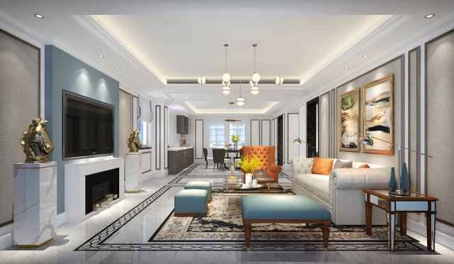 modern living room 3D 모델 .c4d .max .obj .3ds .fbx .stl .blend 