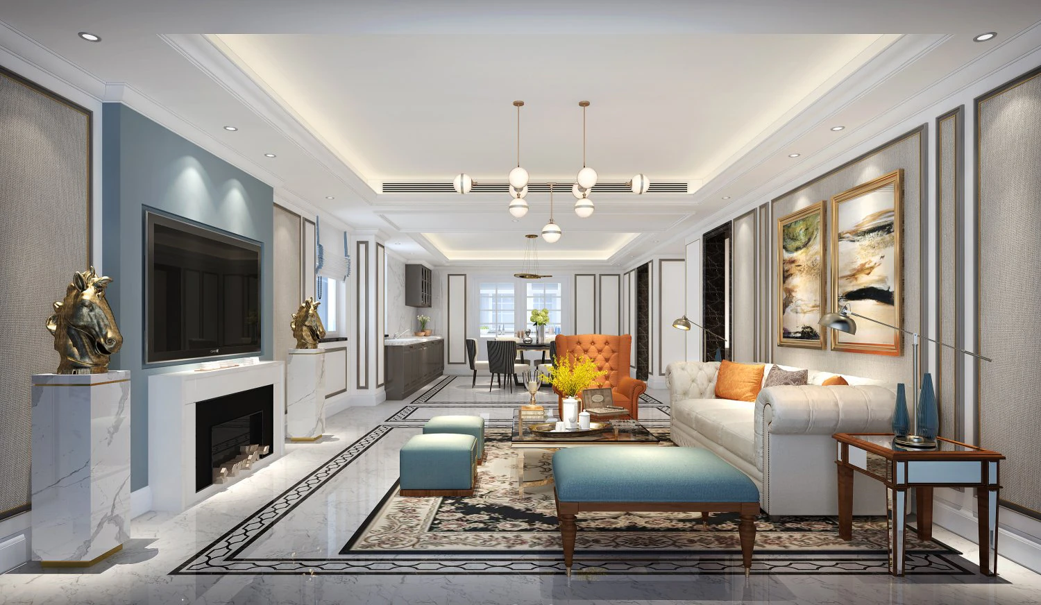 modern living room 3D Model .c4d .max .obj .3ds .fbx .stl .blend