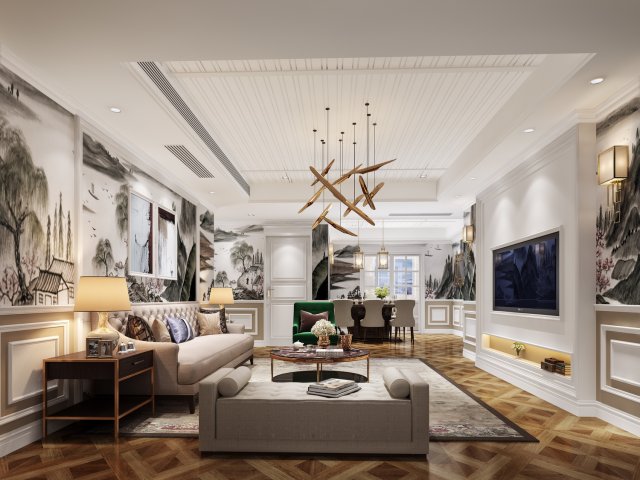 modern living room Modelo 3D .c4d .max .obj .3ds .fbx .stl .blend