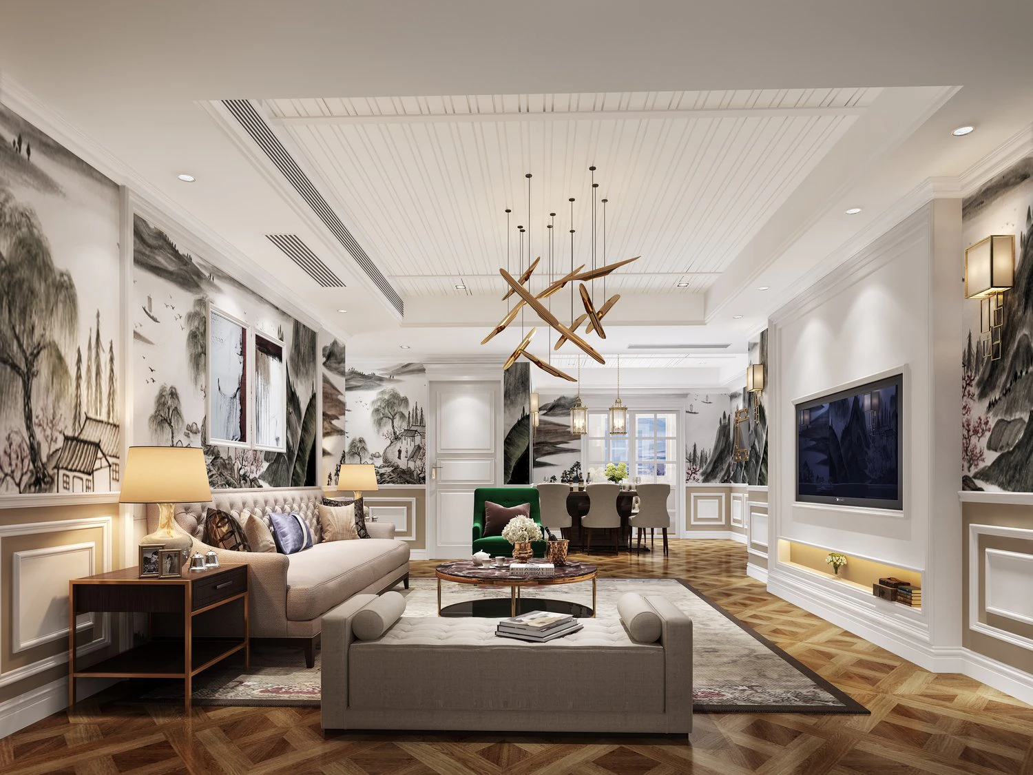 modern living room 3D Model .c4d .max .obj .3ds .fbx .stl .blend 