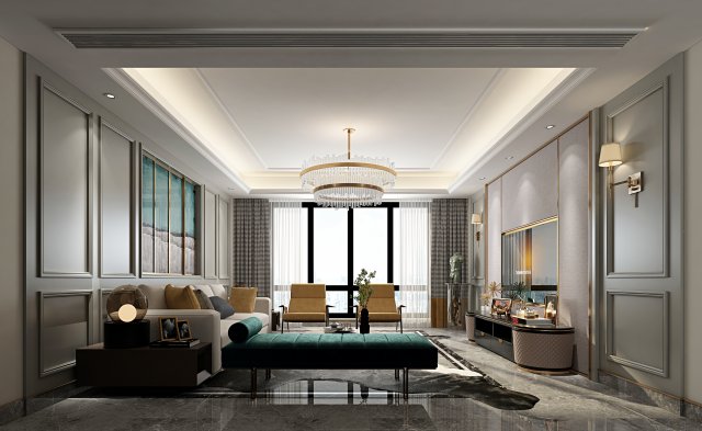 modern living room 3D Модель .c4d .max .obj .3ds .fbx .stl .blend 