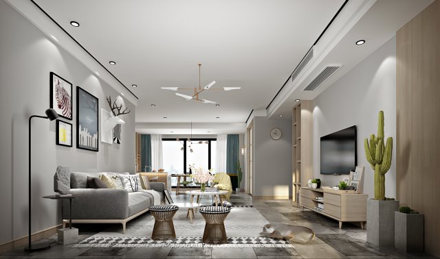 modern living room 3D 모델 .c4d .max .obj .3ds .fbx .stl .blend 