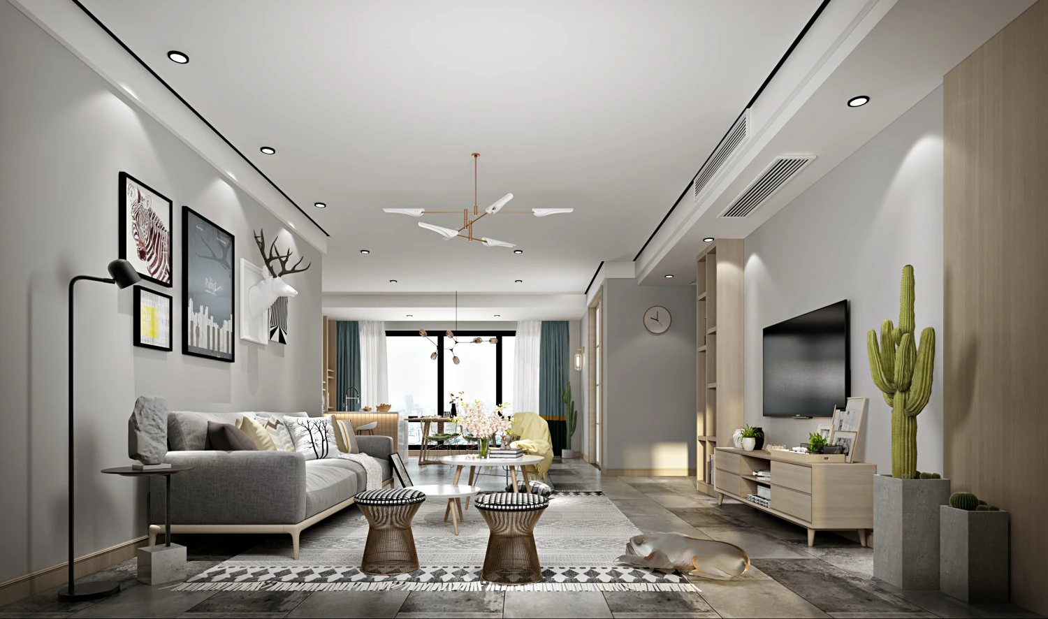 modern living room 3D Model .c4d .max .obj .3ds .fbx .stl .blend 