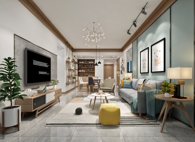 modern living room Model 3D .c4d .max .obj .3ds .fbx .stl .blend 