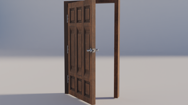 simple wooden door with animated 3Dモデル .c4d .max .obj .3ds .fbx .stl .blend 