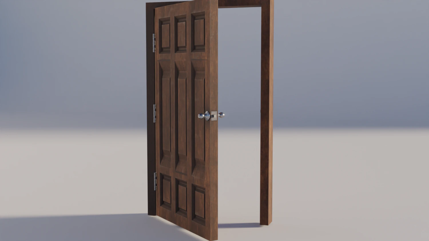 simple wooden door with animated 3D Model .c4d .max .obj .3ds .fbx .stl .blend 