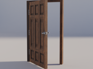 simple wooden door with animated 3D Модель