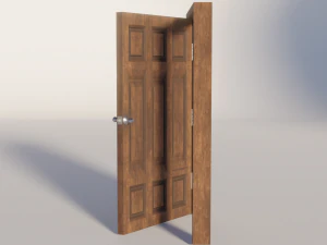 simple wooden door with animated 3D Model