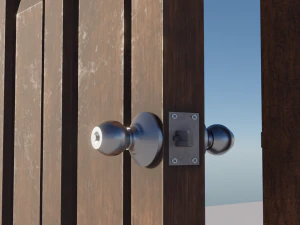 simple wooden door with animated 3D Model