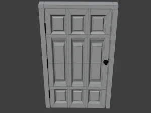 simple wooden door with animated 3D Model