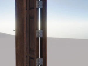 simple wooden door with animated 3D Model