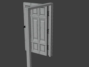 simple wooden door with animated 3D Model