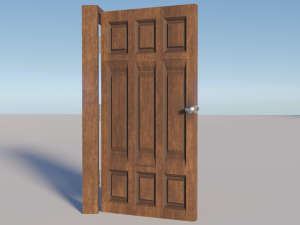 simple wooden door with animated 3Dモデル