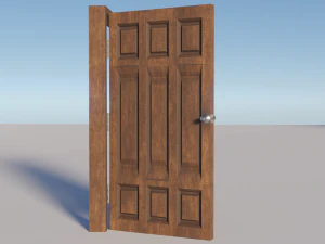 simple wooden door with animated 3D Model