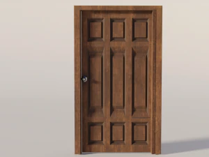 simple wooden door with animated 3D Model