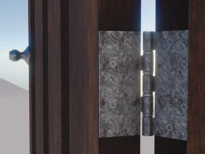 simple wooden door with animated 3D Model