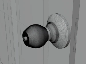 simple wooden door with animated 3D Model