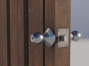 simple wooden door with animated 3D Model
