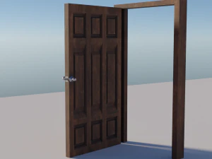simple wooden door with animated 3D Model