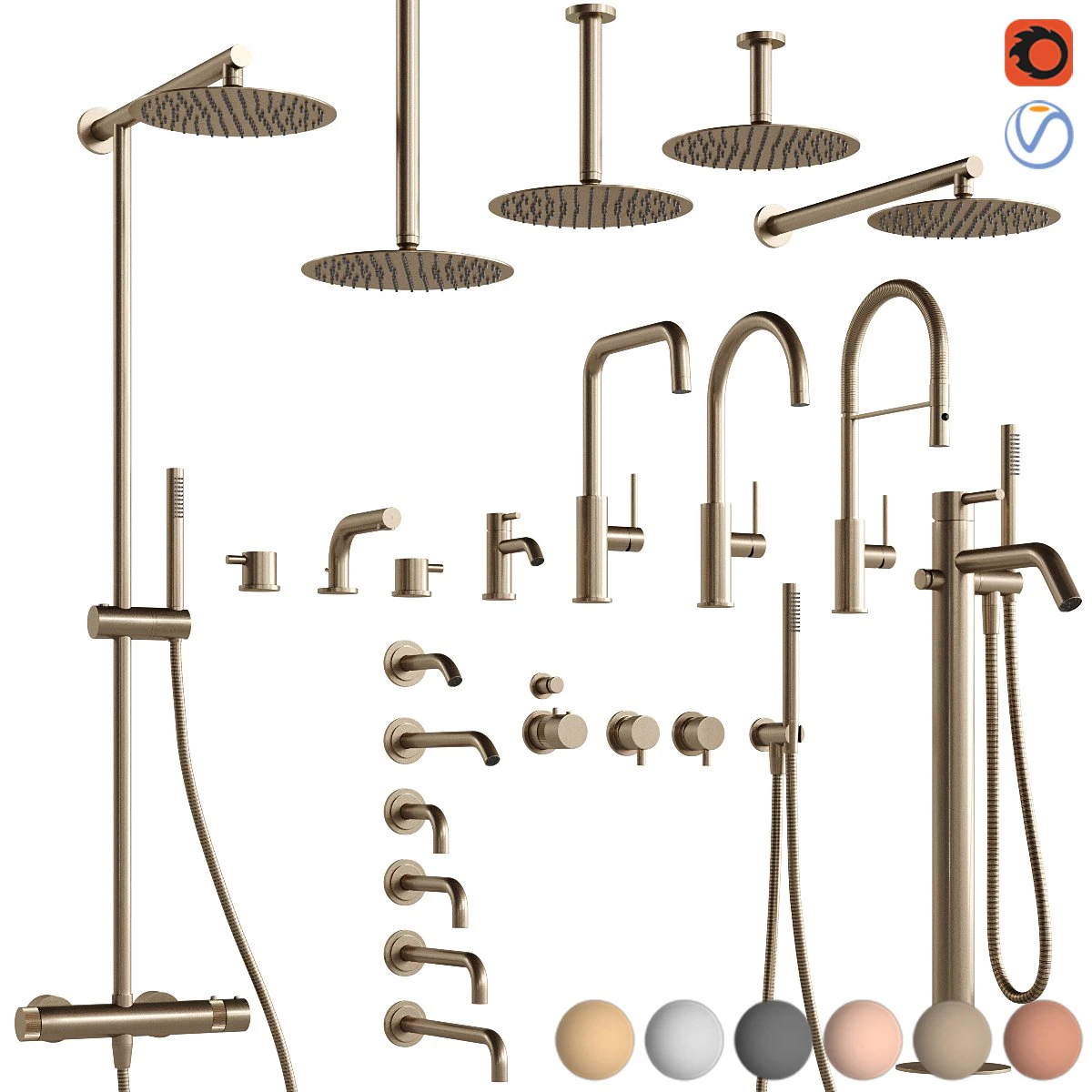 cocoon faucet and shower set 3D Model .c4d .max .obj .3ds .fbx .stl .blend