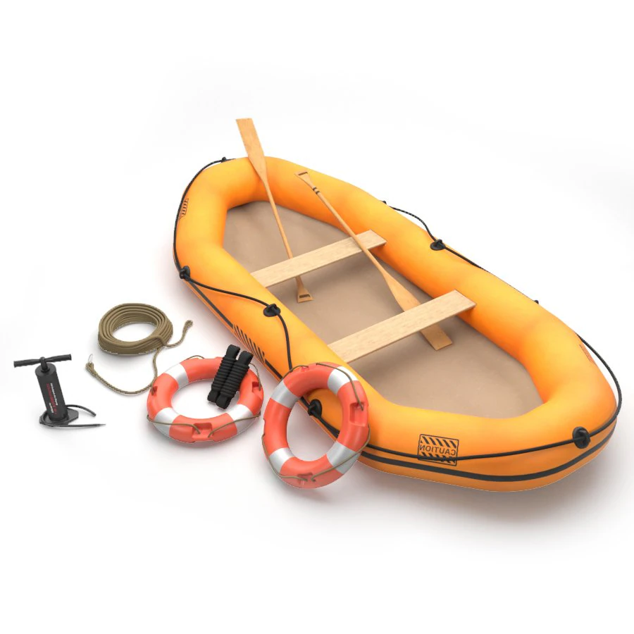 inflatable rescue boat 3D Model .c4d .max .obj .3ds .fbx .stl .blend 