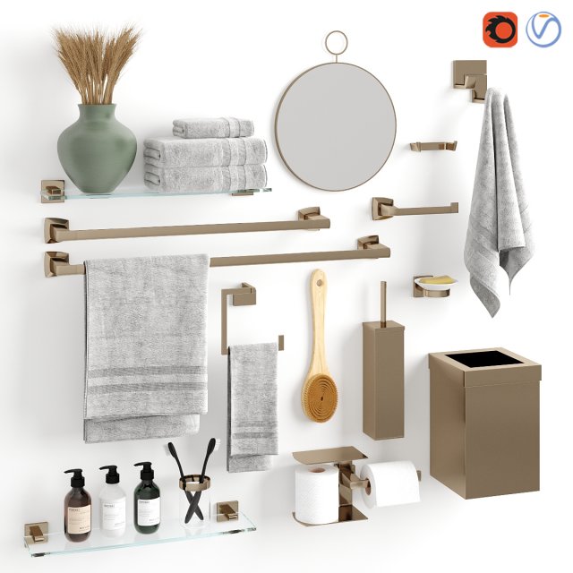 Bath Accessories - Brizo Gatco 3D Model .c4d .max .obj .3ds .fbx .stl .blend 