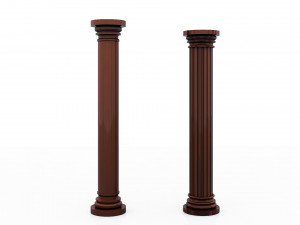 round wooden columns Modèle 3D