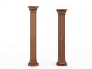 round wooden columns Modèle 3D