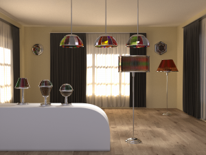 lamp collection stained glass chrome 3D Model