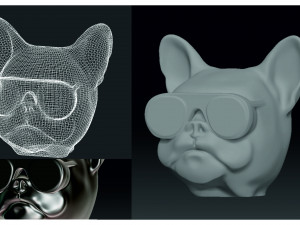 a pug with glasses 3D Model
