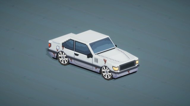 Old Gray Car Coupe From ChemodenStudio Low-poly 3D Model .c4d .max .obj .3ds .fbx .stl .blend 