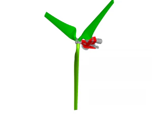 turbina e&oacute;lica de 6 kW com caixa de engrenagens Modelo 3D