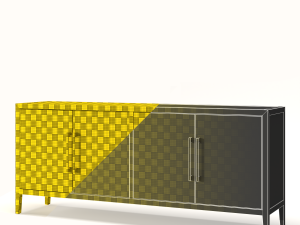 RH French Contemporary 4 Door SideBoard 3D Model