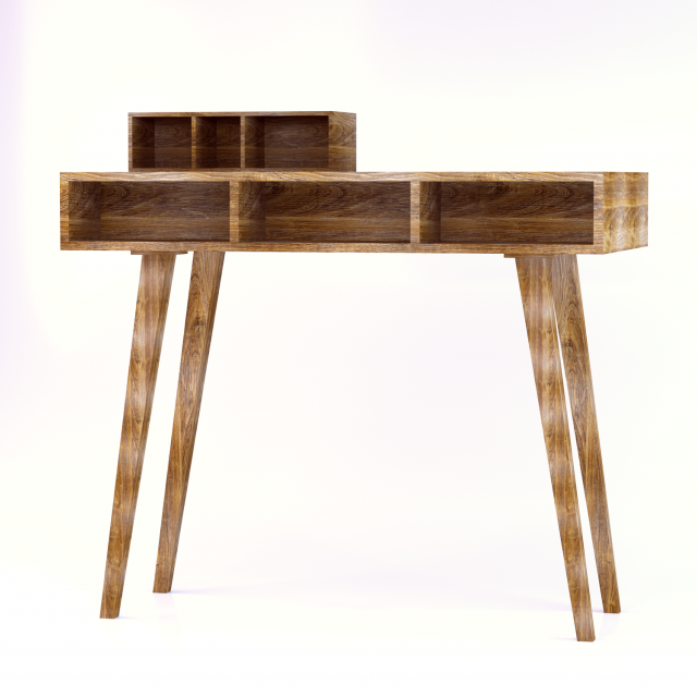 wooden writing desk 3D Model .c4d .max .obj .3ds .fbx .stl .blend 