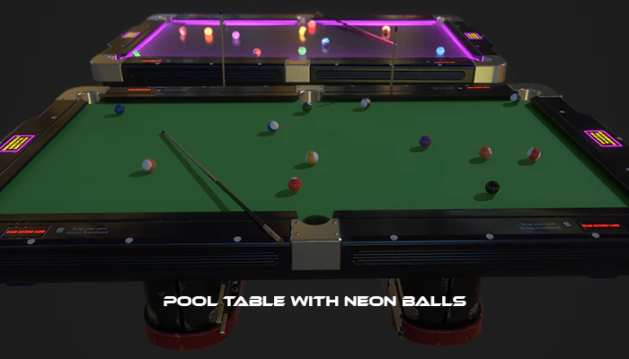 pool table with neon balls 3D Model .c4d .max .obj .3ds .fbx .stl .blend