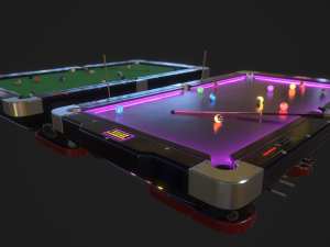pool table with neon balls Modello 3D