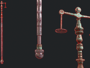 5 fantasy stylish staff - pbr - low poly 3D 模型