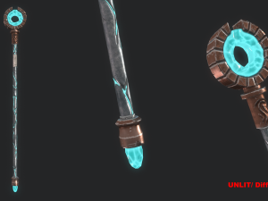 5 fantasy stylish staff - pbr - low poly 3D 模型