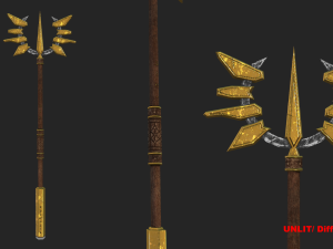 5 fantasy stylish staff - pbr - low poly 3D 模型