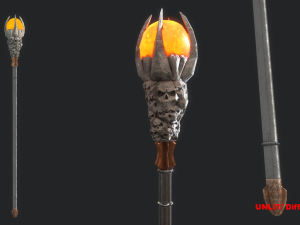 5 fantasy stylish staff - pbr - low poly 3D 模型
