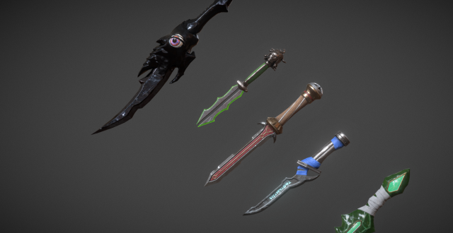 5 fantasy dagger - pbr- low poly Modello 3D .c4d .max .obj .3ds .fbx .stl .blend 