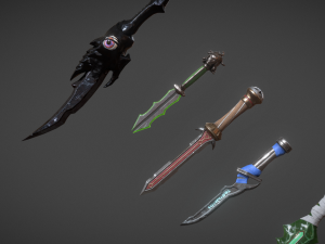 5 fantasy dagger - pbr- low poly 3D 模型