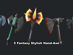 5 fantasy hand-axe - pbr- low poly 3D Model
