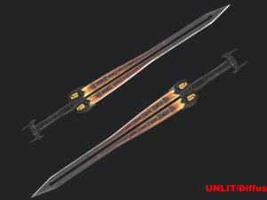 5 fantasy stylish sword - pbr- low poly 3D Model