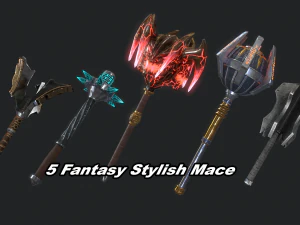 5 fantasy mace - pbr- low poly 3D Model