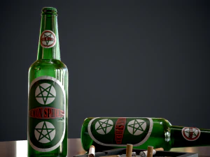 beer cigarattes and ashtray - game ready - pbr 3D Model