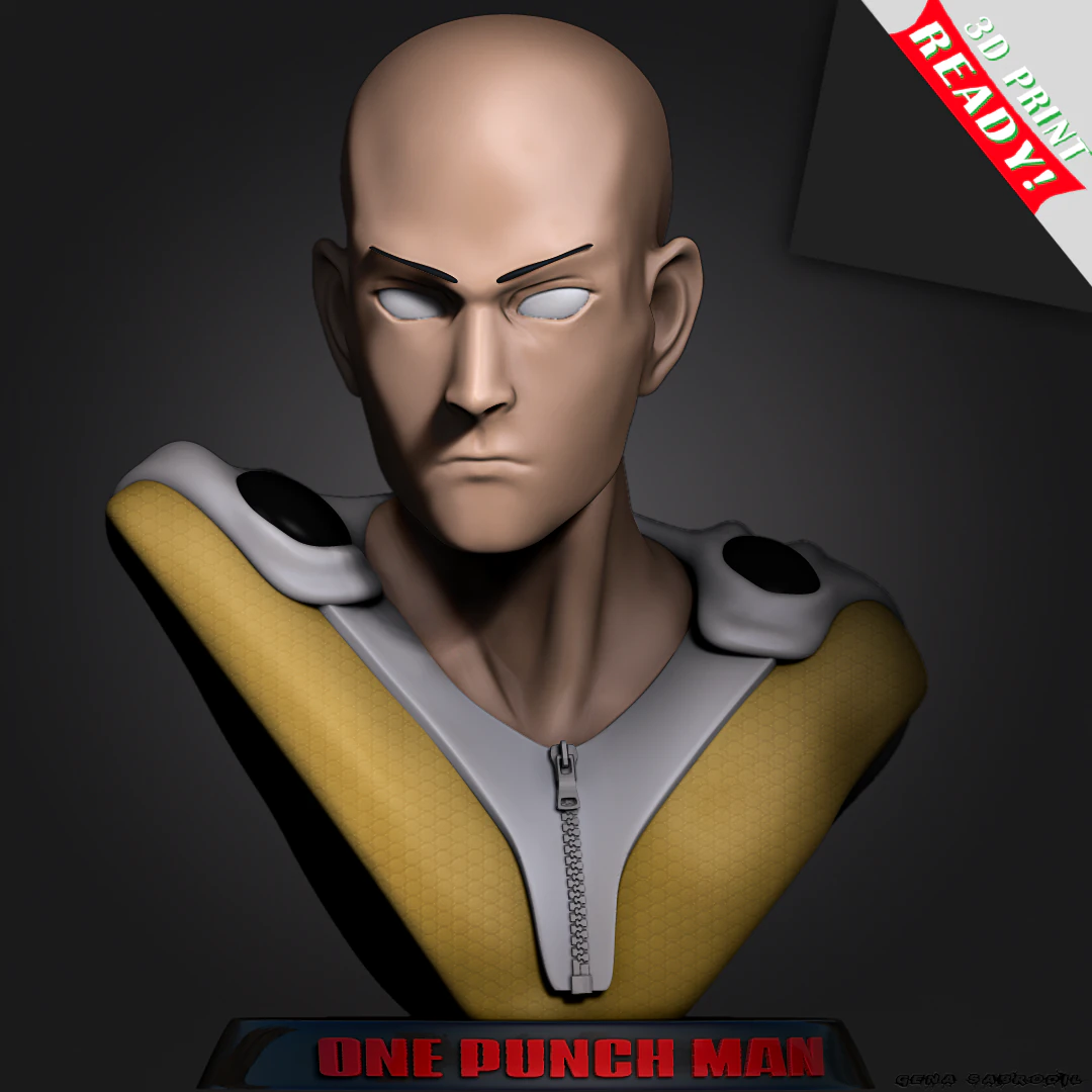bust of saitama from one-punch man 3D Print Model .c4d .max .obj .3ds .fbx .stl .blend 